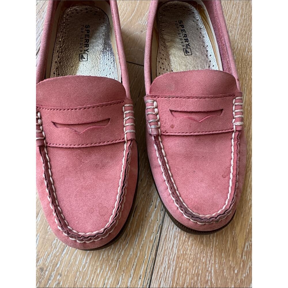 Y2K Sperry Top-Sider Pink Suede Penny Loafers Moccasin Flats Women’s 7.5 - Picture 4 of 10